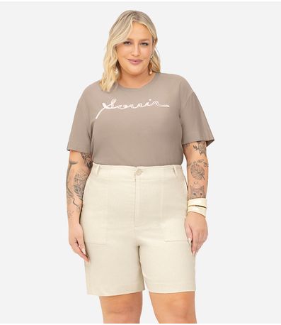 Blusa Viscose Plus Size Secret Glam Marrom