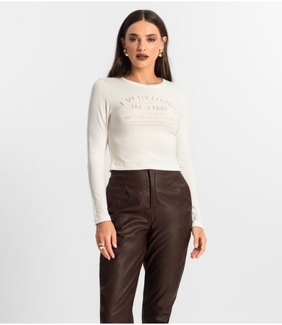 Blusa Feminino Manga Longa Endless Bege