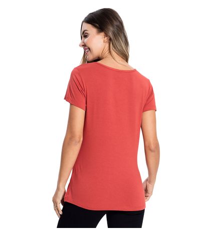 Blusa Feminina Viscotorcion Básica Rovitex Marrom