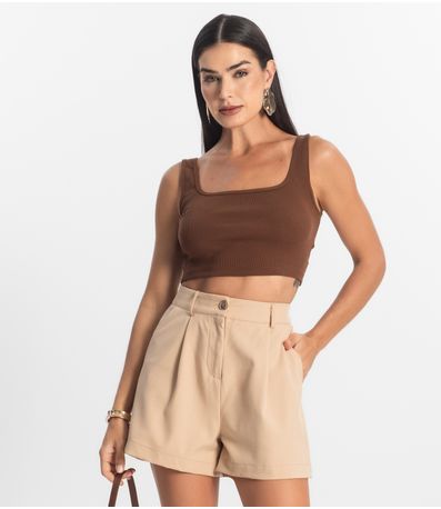 Top Básico Feminino em Ribana Rovitex Marrom