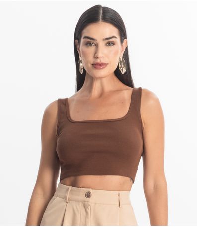 Top Básico Feminino em Ribana Rovitex Marrom