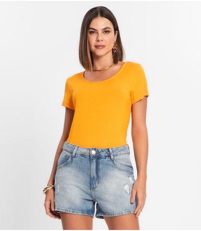 Blusa Feminina Viscotorcion Básica Rovitex Laranja