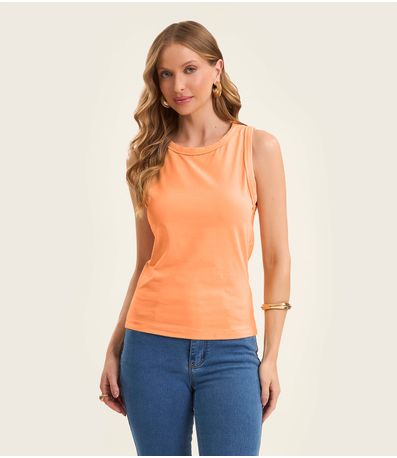 Regata Básica Feminina em Cotton Leve Rovitex Laranja