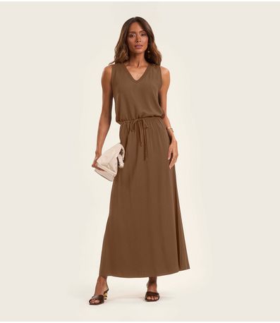 Saia Midi Feminina em Twill Cey Rovitex Marrom