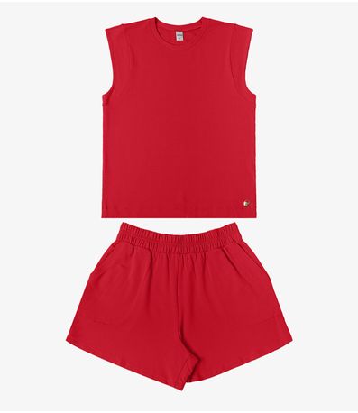 Conjunto Feminino Regata Com Shorts Rovitex Vermelho