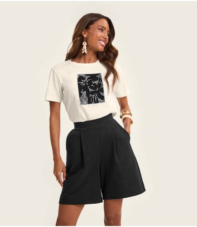 Camiseta T-Shirt em Meia Malha Rovitex Bege