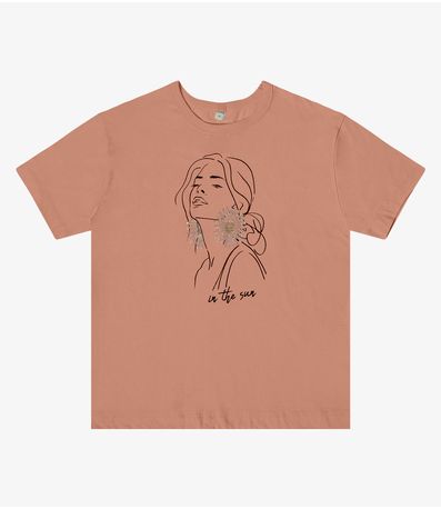 Blusa Feminina Manga Curta em Meia Malha Rovitex Marrom