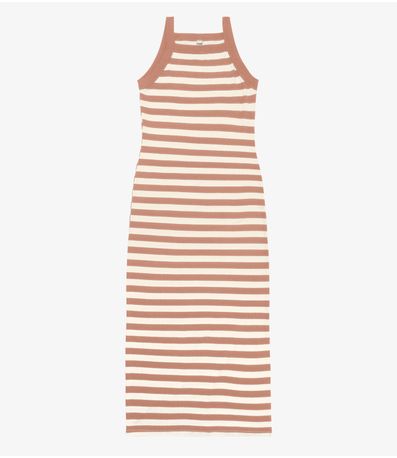 Vestido Midi Feminino em Ribana de Viscose Rovitex Marrom