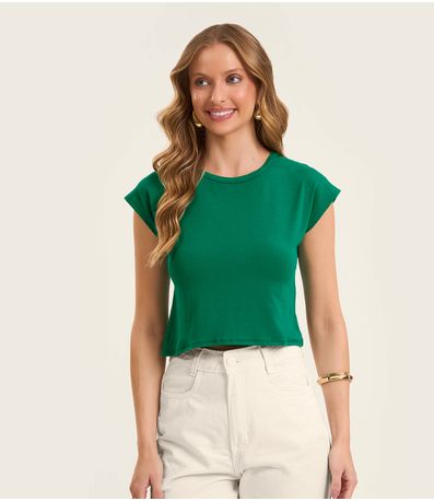 Blusa Básica Feminina Viscotorcion Rovitex Verde