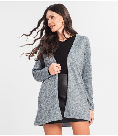 Cardigan Feminino Alongado Infinita Cor Azul