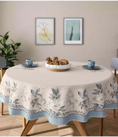 Toalha De Mesa Redonda Estampada Lepper Azul