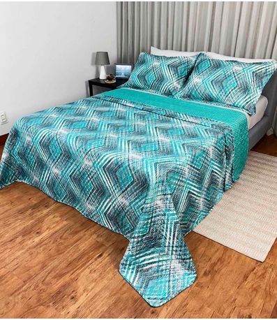Cobreleito Casal Estampado Dupla Face Lepper Verde