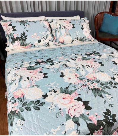 Cobreleito Casal Estampado Dupla Face Lepper Azul