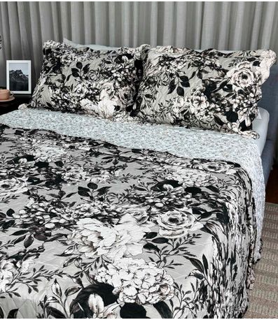 Cobreleito King Estampado Dupla Face Lepper Preto