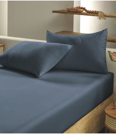 Jogo De Cama Simples Casal Liso Altenburg Azul