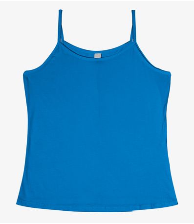 Blusa de Alça Feminina Viscotorcion Básica Rovitex Azul