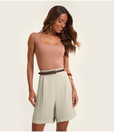 Regata Feminina em Ribana de Viscose Rovitex Marrom