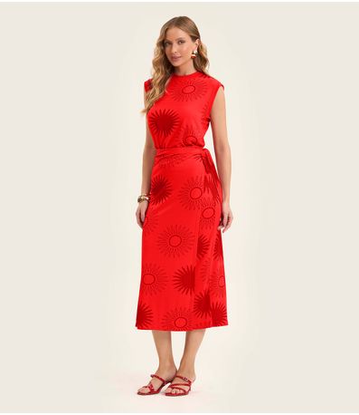 Saia Midi Envelope em Visco Maquinetada Rovitex Laranja