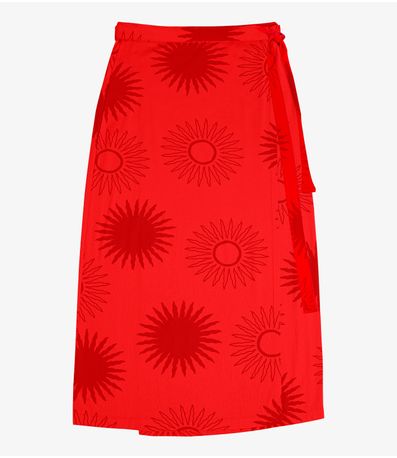 Saia Midi Envelope em Visco Maquinetada Rovitex Laranja