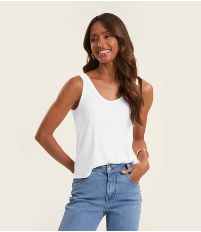 Regata em Ribana de Viscose Rovitex Branco