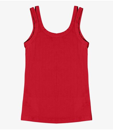 Blusa com Alças em Ribana Canelada Rovitex Vermelho