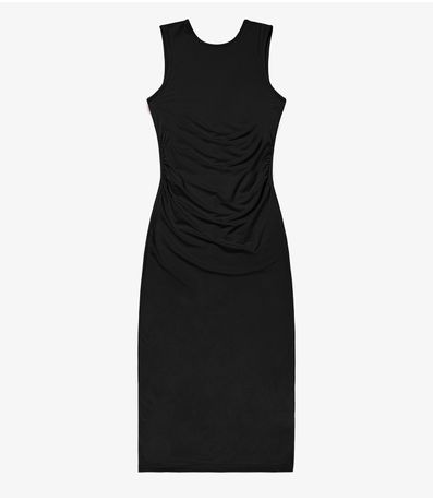 Vestido Midi em Molecotton de Viscose Rovitex Preto