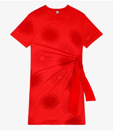 Vestido Curto em Visco Maquinetada Rovitex Laranja