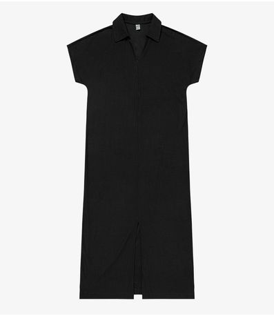 Vestido Midi em Visco Creponada Rovitex Preto