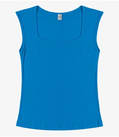 Regata Feminina em Ribana de Viscose Rovitex Azul