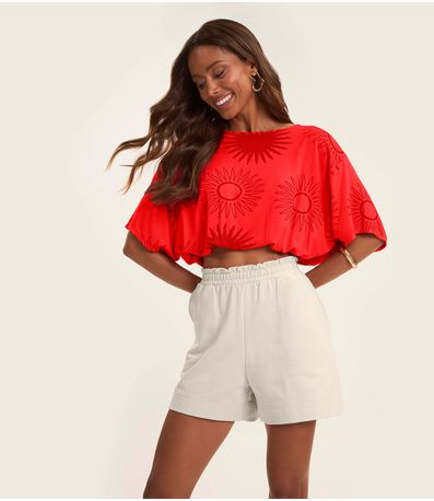 Blusa Feminina Manga Curta Rovitex Laranja