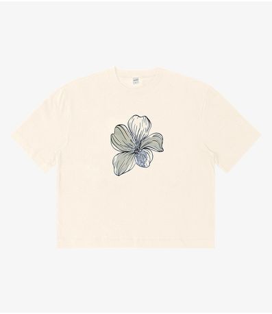T- Shirt Box Feminina em Meia Malha Rovitex Bege