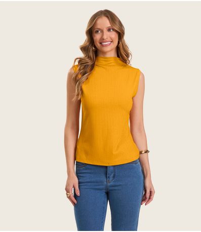 Blusa em Ribana Canelada Rovitex Amarelo