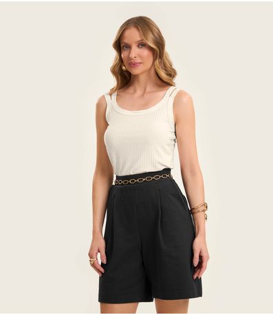 Blusa com Alças em Ribana Canelada Rovitex Bege