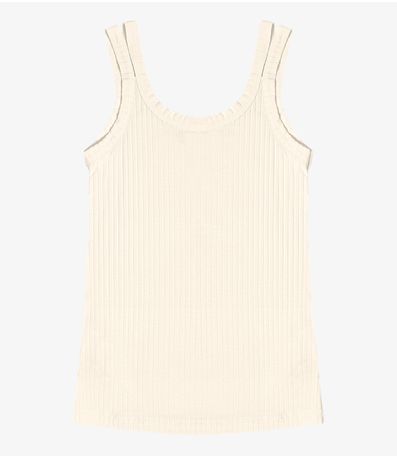 Blusa com Alças em Ribana Canelada Rovitex Bege