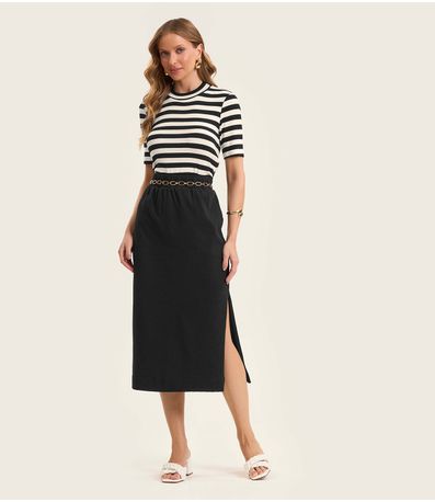 Blusa Cropped em Ribana de Viscose Rovitex Preto