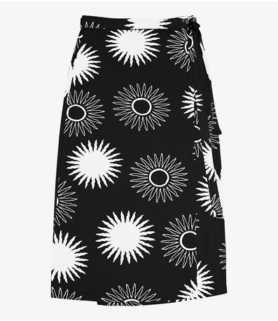 Saia Midi Envelope em Visco Maquinetada Rovitex Preto