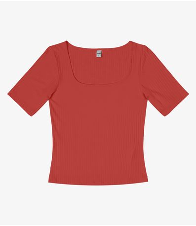 Blusa em Ribana Canelada Rovitex Marrom