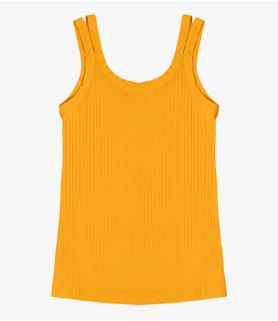 Blusa com Alças em Ribana Canelada Rovitex Amarelo