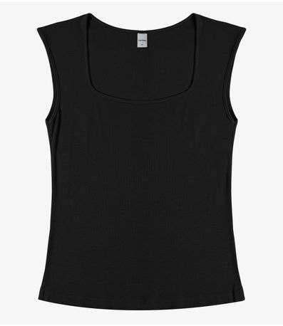 Regata Feminina em Ribana de Viscose Rovitex Preto