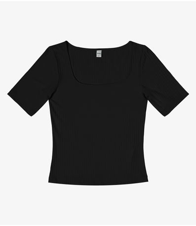 Blusa em Ribana Canelada Rovitex Preto