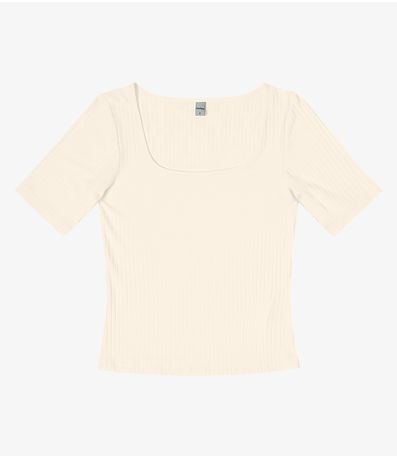 Blusa em Ribana Canelada Rovitex Bege
