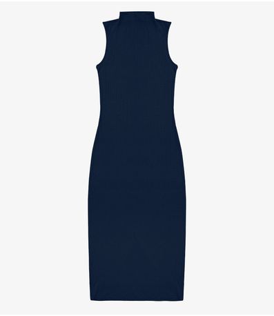 Vestido Midi Ribana Canelada Rovitex Azul