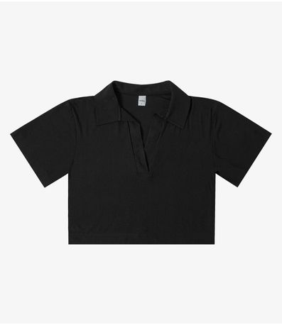 Blusa Feminina Manga Curta em Visco Rovitex Preto