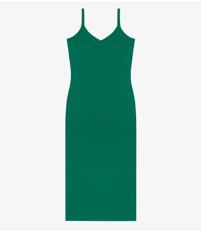 Vestido Midi em Ribana Canelada Rovitex Verde