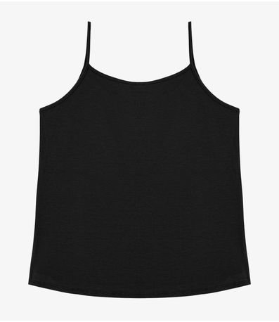 Blusa de Alças Poly Flex Ribana de Viscose Rovitex Preto