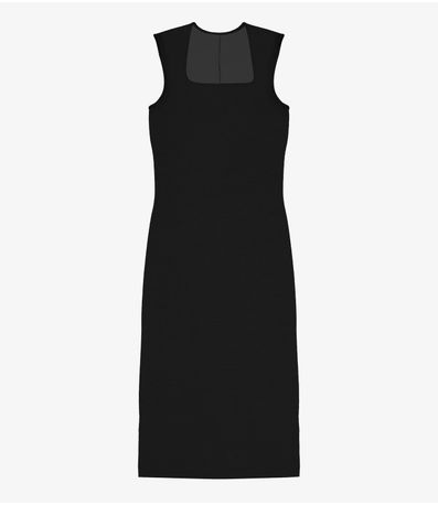 Vestido Midi Feminino em Cotton Leve Rovitex Preto