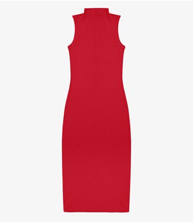 Vestido Midi Ribana Canelada Rovitex Vermelho
