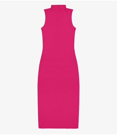 Vestido Midi Ribana Canelada Rovitex Rosa