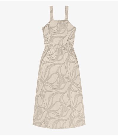 Vestido Midi em Viscotorcion Rovitex Bege