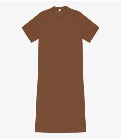 Vestido Feminino Midi em Twill Cey Rovitex Marrom